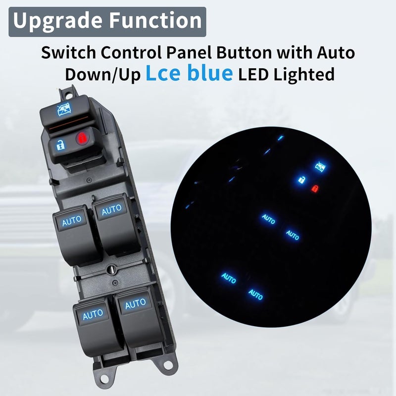 BELGEMAY Driver - Side Window Switch - Ice - Blue LED Lights, 4 - Key Auto - Up/Down - Fits 07-11 Camry XLE, 12-14 Prius C & More - Image 3